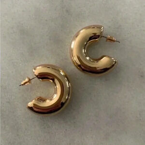 Gold Chunky Hoop Earrings Brand New